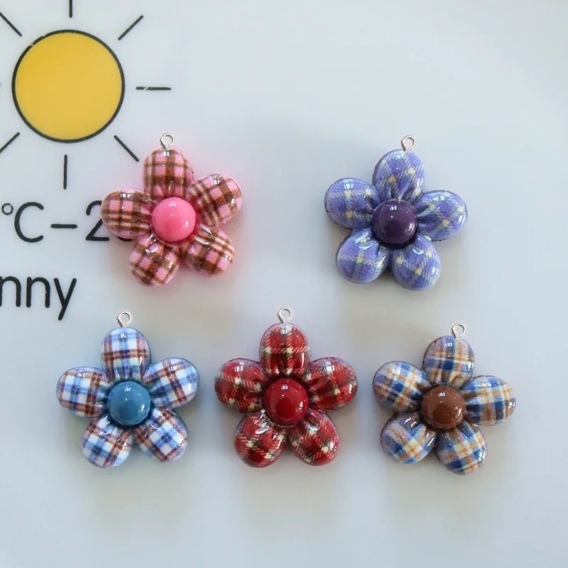 Resin Art Craft - 10Pcs Sweet Flower Planar Resin Pendant