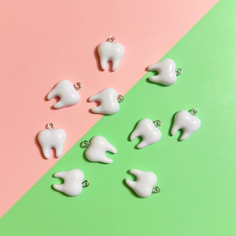 Resin Art Gift Ideas - 10pcs Cute White Teeth Resin Pendant
