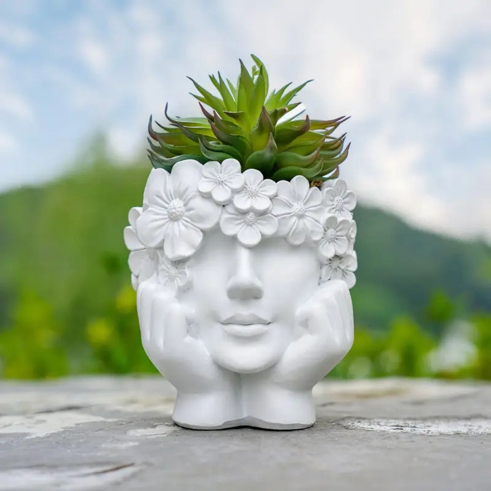 Resin Art Using Flowers - 1 Creative Female Face Flower Pot,