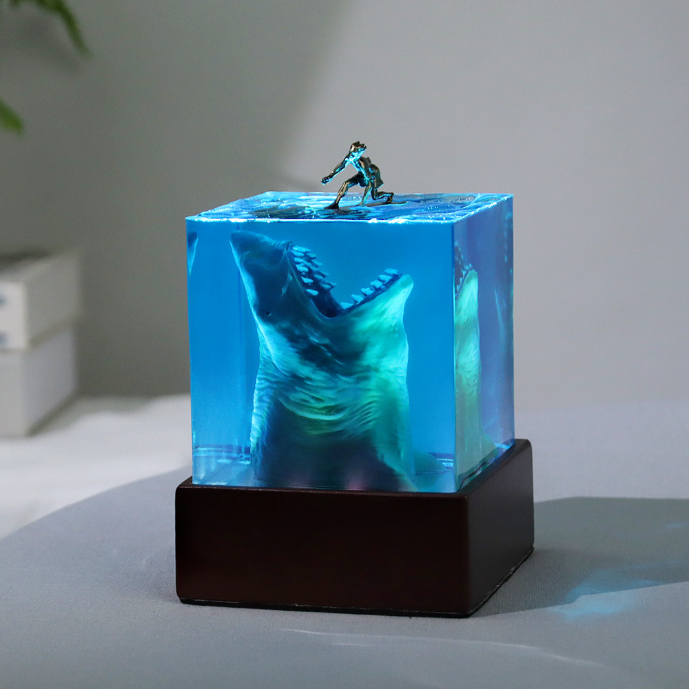 Resin Art Cube - 5cm/8cm Cube Organism Resin Table Light