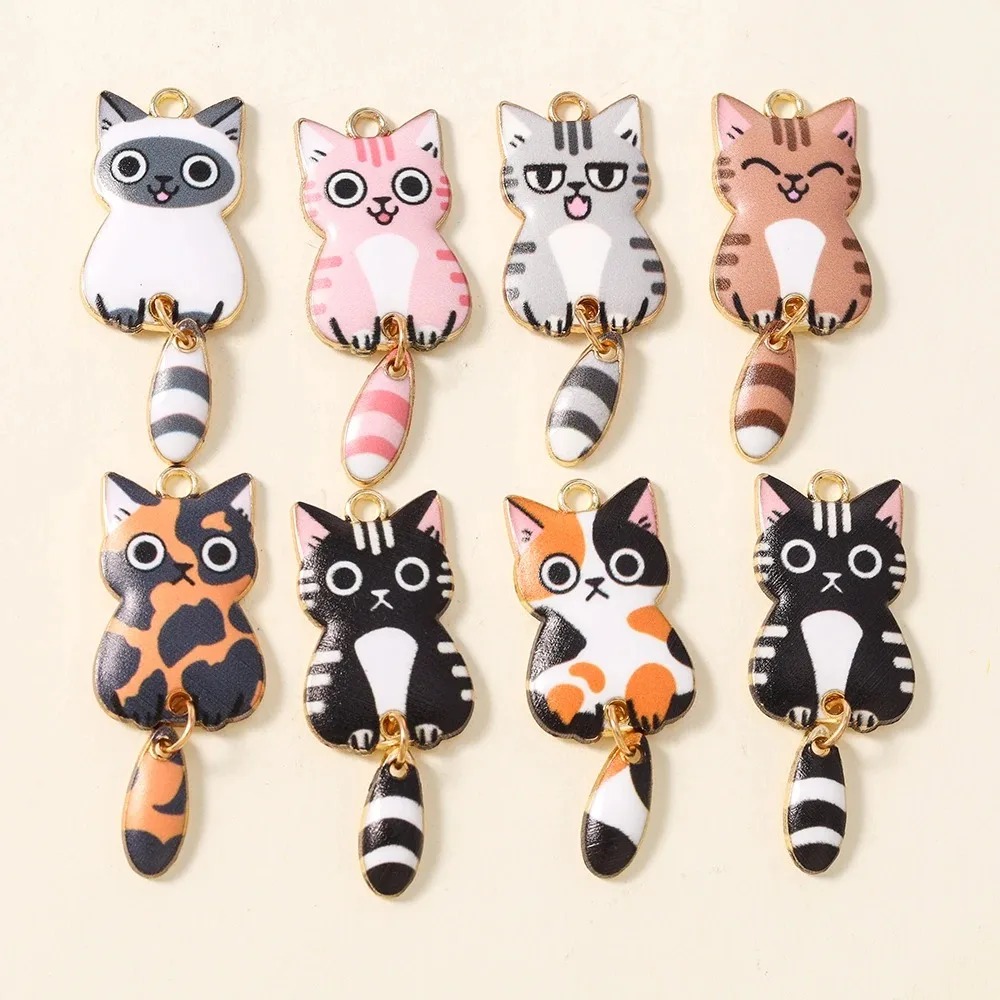 Resin Art Craft - 10Pcs 16×39mm Cute Cartoon Cat Resin