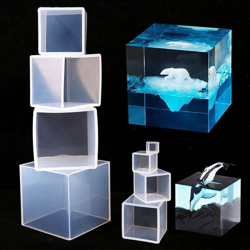 Resin Art Cube - Cube Resin Mold, Clear Silicone Cube