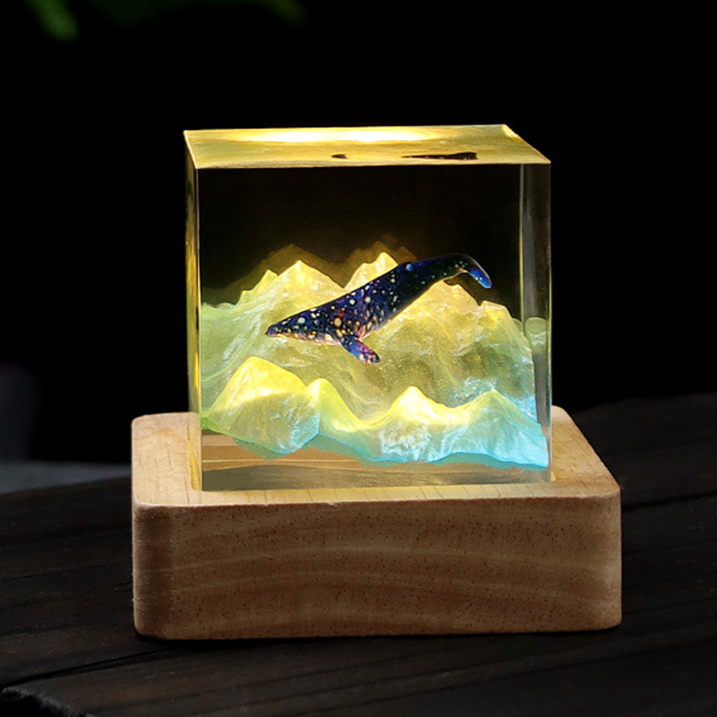 Resin Art Cube - 5cm Cube Organism Resin Table Light