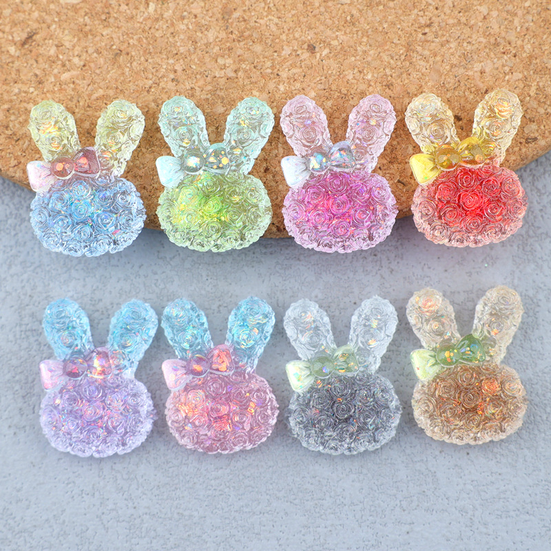 Resin Art Craft - 5PCS 18*25mm Luminous Gradient Rabbit Resin