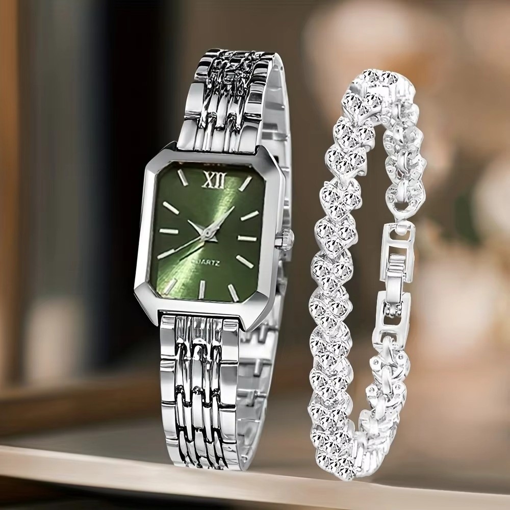 Resin Art Watch - Fashion Stainless Steel Wristwatch Bracelet Set