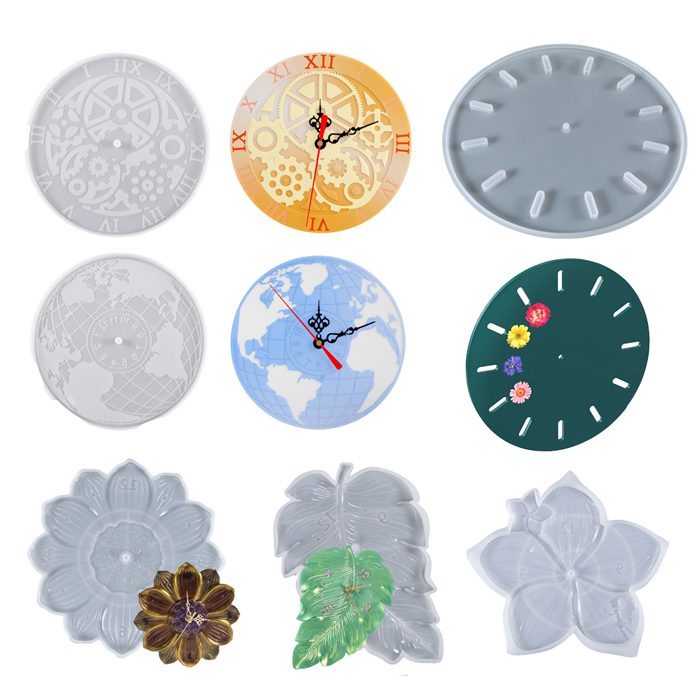 Resin Art Clock - World Map Lotus Leaf Sakura Clock