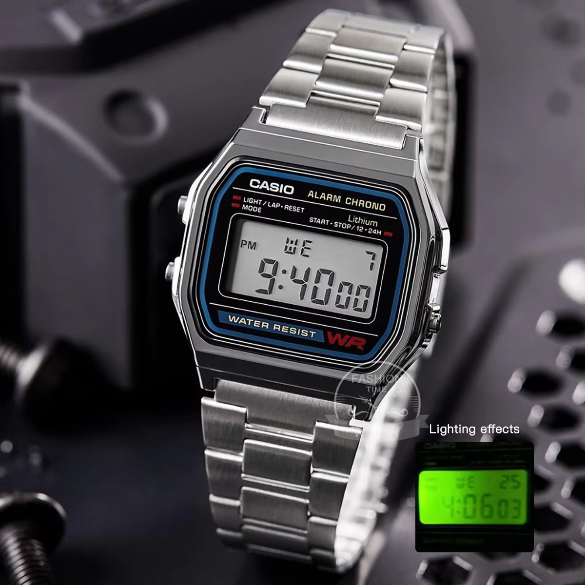 Resin Art Watch - Casio Watch Silver Watch Men Set