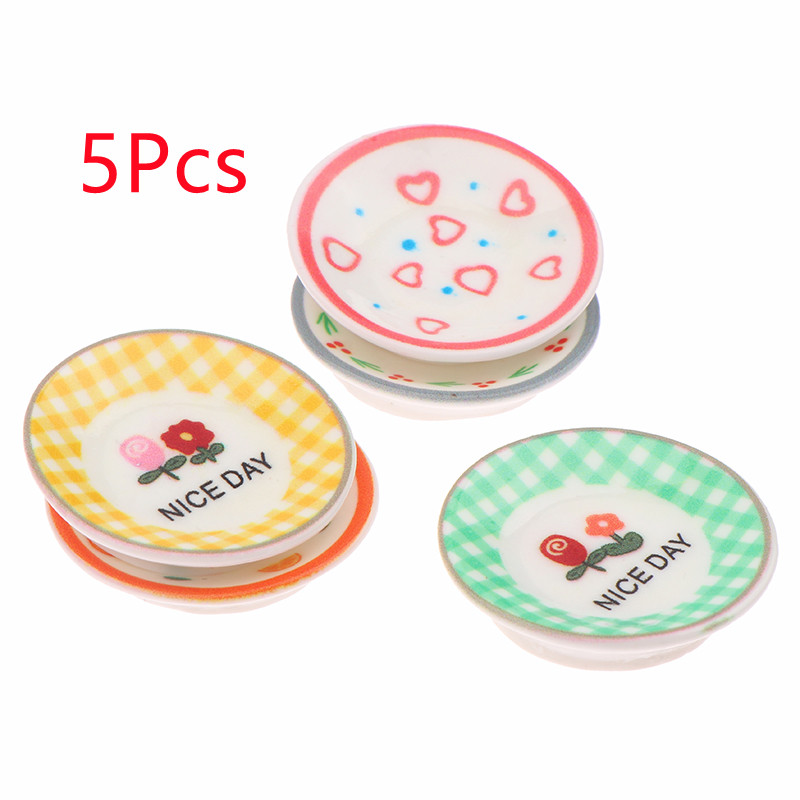 5Pcs 1/12 Dollhouse Mini Plate - đánh giá và giá Resin Art Toys