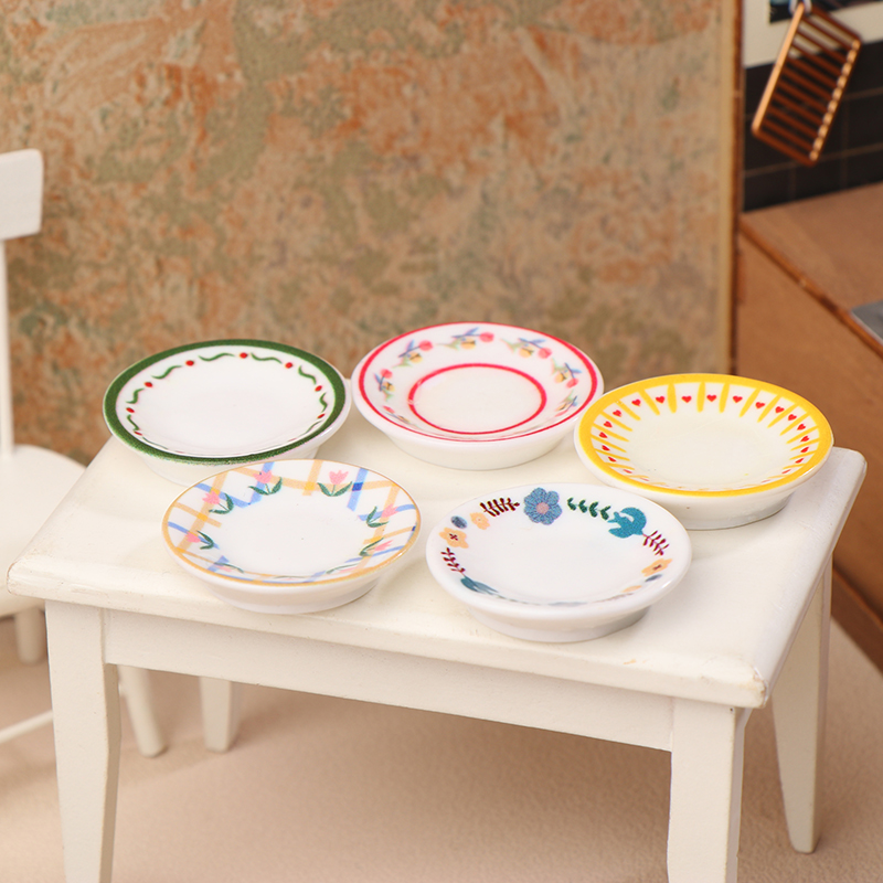 5Pcs 1/12 Dollhouse Mini Plate - đánh giá và giá Resin Art Toys
