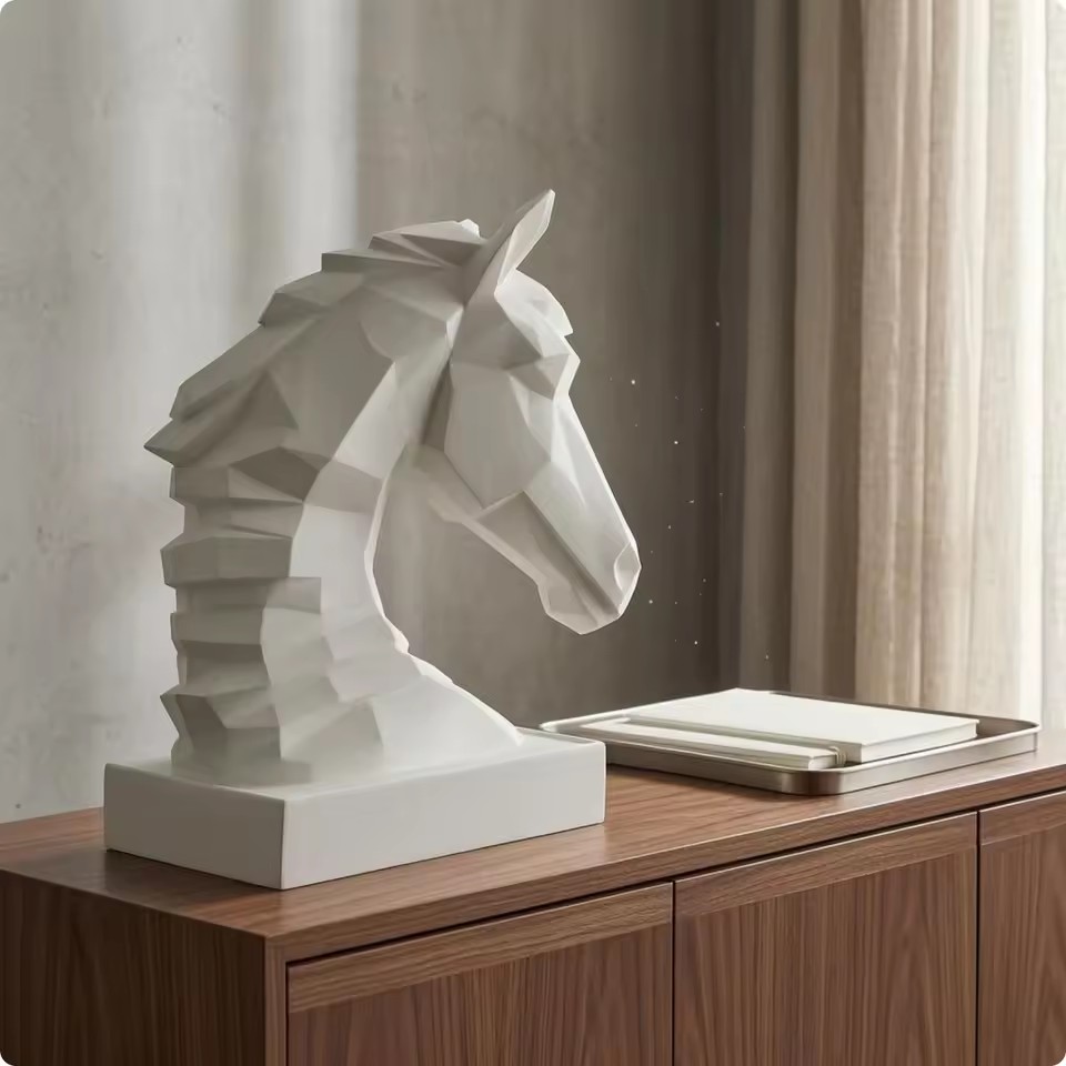 Cube Horse Head Sculpture, Col - đánh giá và giá Resin Art Cube