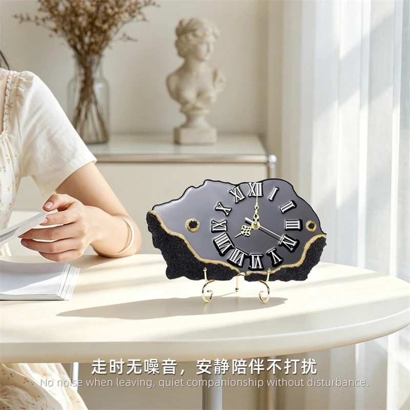 Black Crystal Chip Gold Edged  - đánh giá và giá Resin Art Clock