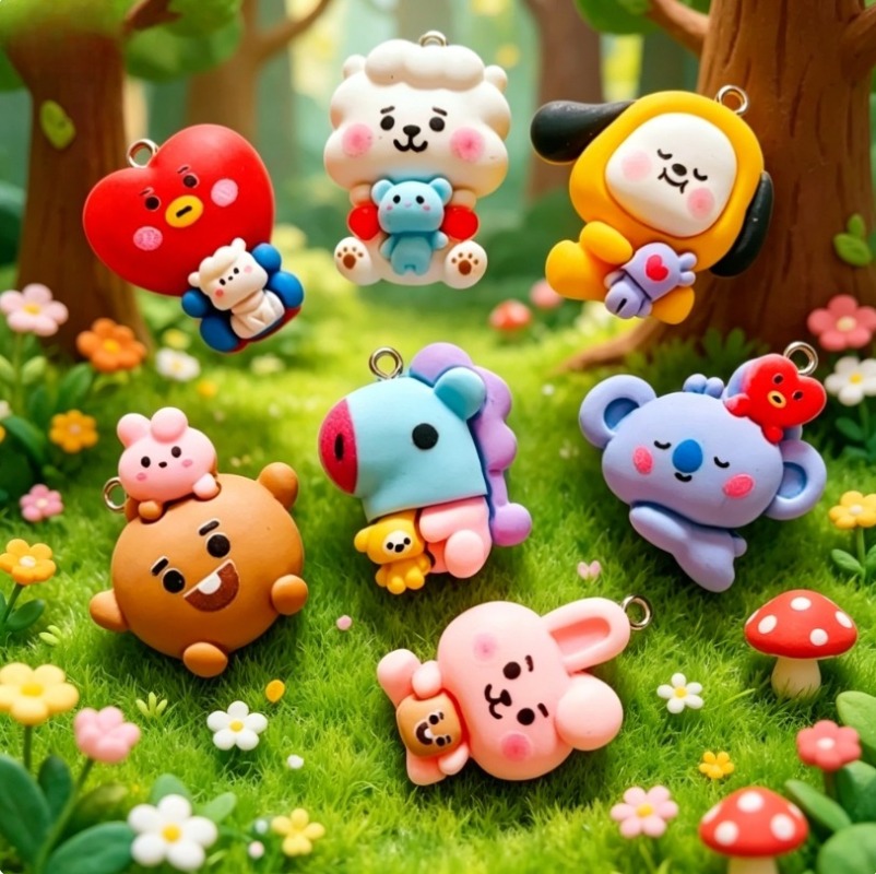 7pcs BT21 Resin Cartoon Charm  - đánh giá và giá Resin Art Gift Ideas