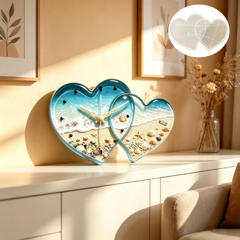Love connected heart shape clo - đánh giá và giá Resin Art Clock