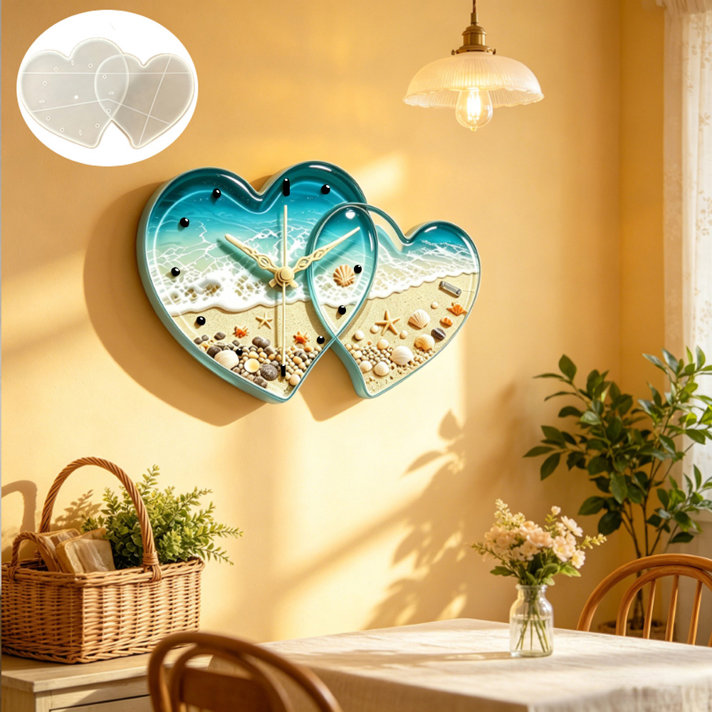 Love connected heart shape clo - đánh giá và giá Resin Art Clock